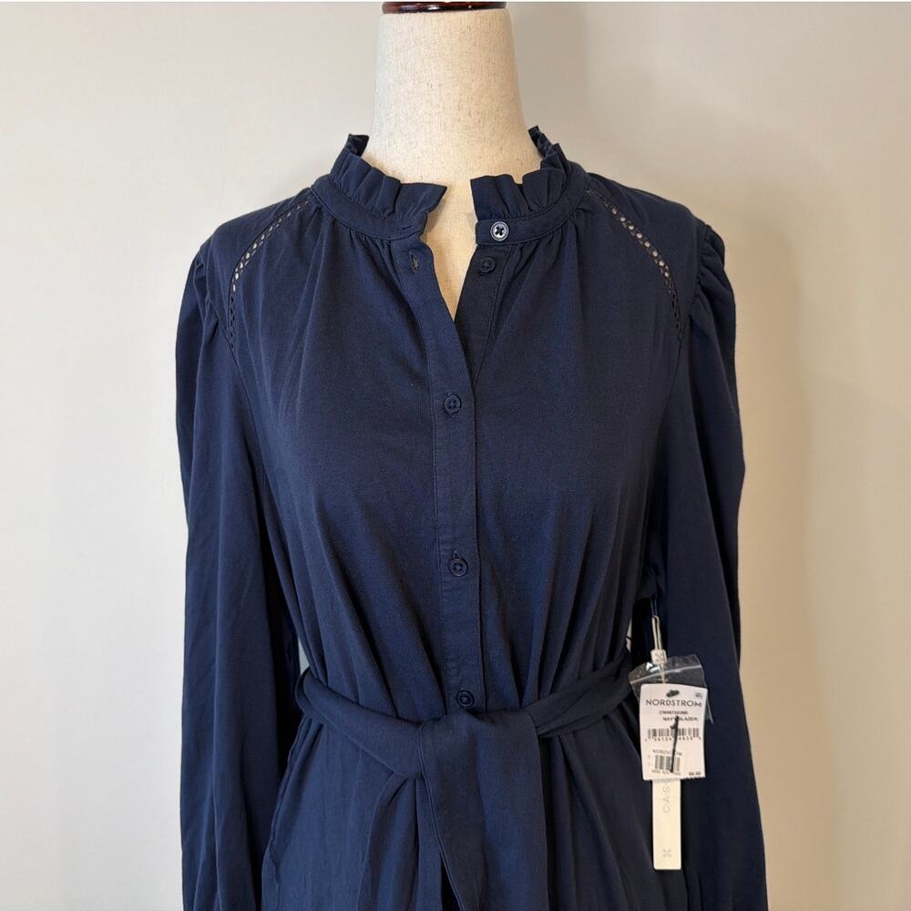 NWT Caslon Organic Cotton Tiered Knee-Length Shirt Dress, Large, Women's Large - Picture 2 of 7
